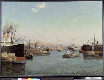 Havnen i La Joliette Maleri av Eugene de Barberiis (1851-1937) Fondation Regards de Provence fra 1900-tallet, Marseille av Eugene de Barberis