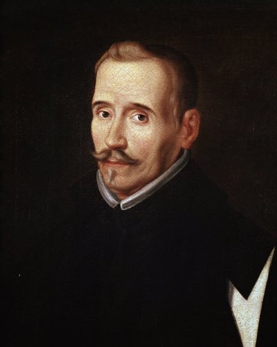 Portrett av Felix Lope de Vega y Carpio (1562-1635), spansk dramatiker og poet. Anonymt maleri av skolen til Eugenio Caxes, fra 1600-tallet. Olje på lerret.Detalj. Madrid. Lazaro Galdiano-stiftelsen av Eugenio (attr. to) Caxes