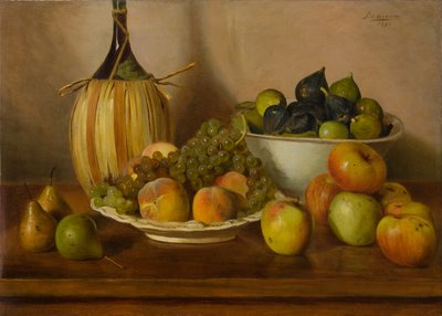 Stilleben med frukt (oljemaleri på lerret) av Eugenio De Giacomi