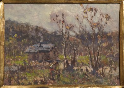 Farmstead (olje og tempera på papir) av Eugenio Gignous
