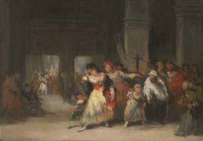 Inne i kirken, ca. 1860-66 (olje på blikkplate) av Eugenio Lucas Velázquez