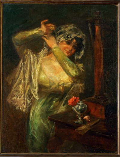 Maja med rosen av Eugenio Lucas Velazquez