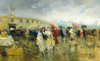 Utenfor tyrefekterarenaen, Madrid, 1897 av Eugenio Lucas Villamil
