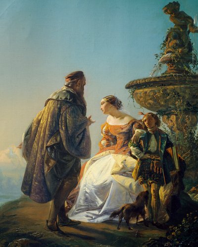 Portrett av Titian og Irene da Spilimbergo, av Eugenio Moretti Larese (1822-1874) av Eugenio Moretti Larese