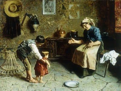 De første trinnene (olje på lerret) av Eugenio Zampighi