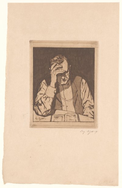 leser mann av Eugène Bejot (signed by artist)