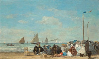 Strandscene ved Trouville av Eugène Boudin