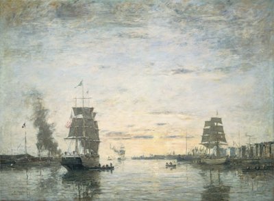 Inngang til havnen, Le Havre av Eugène Boudin