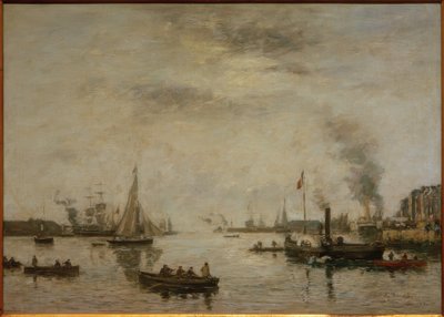 Le Havre, utsikt over havnen av Eugene Louis Boudin