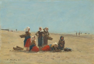 Kvinner på stranden i Berck av Eugène Boudin