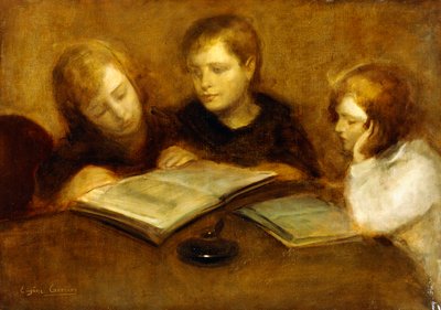Jenter leser, av Eugène Carrière