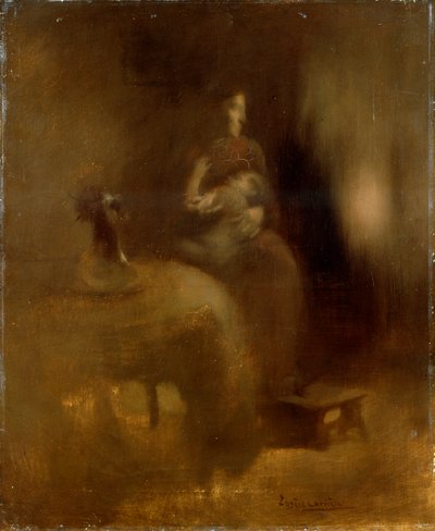Kvinne med en baby i fanget, 1890-tallet. av Eugène Carrière