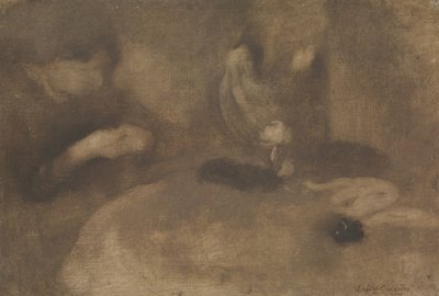 Kvinner som syr ved et bord, ca. 1894-96. av Eugène Carrière