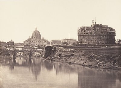 Utsikt over Castel St Angelo. S. Pietro, 1848-52. av Eugène Constant