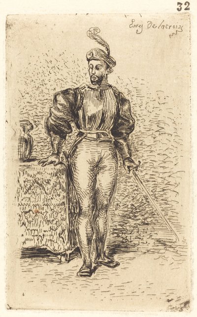 En mann med våpen Un Homme d'armes, 1833. av Eugène Delacroix