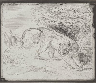 En fanget tiger av Eugène Delacroix