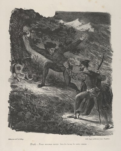 Faust og Mephistopheles i Hartzfjellene Goethe, Faust, 1825-27., 1825-27. av Eugène Delacroix