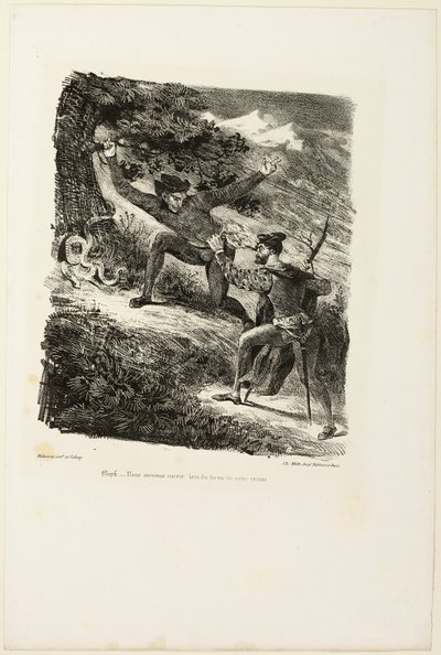 Faust og Mephistopheles i Harz-fjellene, fra Faust av Eugène Delacroix