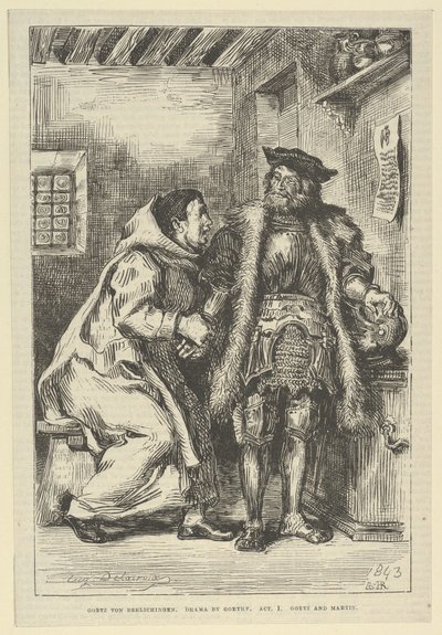 Goetz og Friar Martin, etter 1845., etter 1845. av Eugène Delacroix