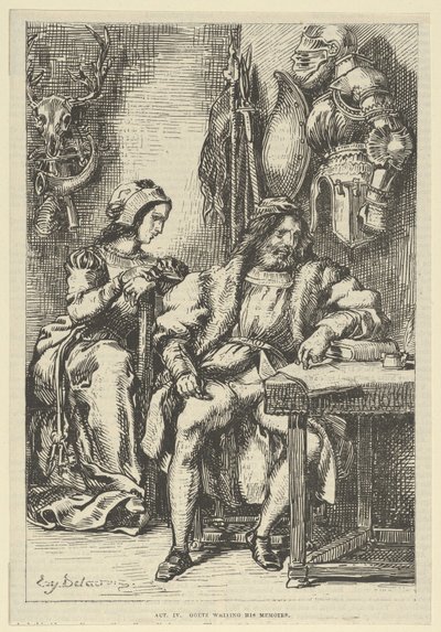 Goetz von Berlichingen skriver sine memoarer, etter 1845., etter 1845. av Eugène Delacroix