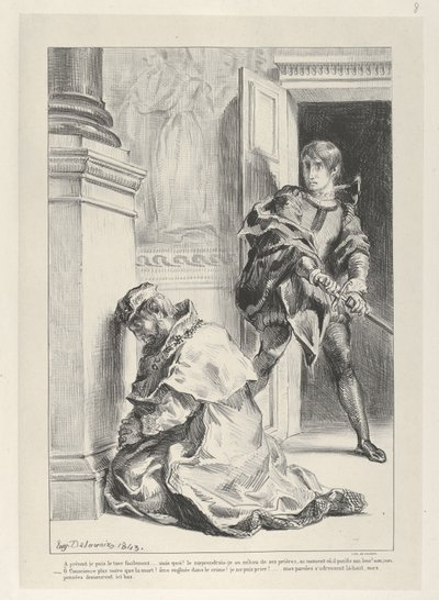 Hamlet forsøker å drepe kongen, 1834-43., 1834-43. av Eugène Delacroix
