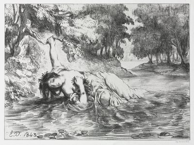 Hamlet: Ophelias død av Eugène Delacroix