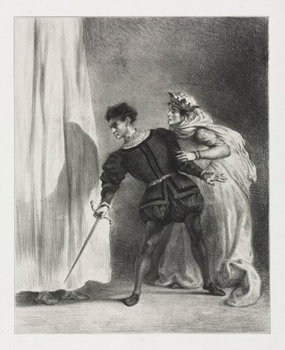 Hamlet: Mordet på Polonius av Eugène Delacroix