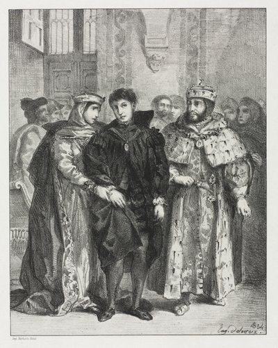 Hamlet: The Queen Endeavors to Console Hamlet av Eugène Delacroix