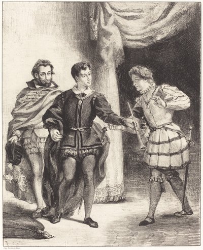 Hamlet og Guildenstern (Act III, Scene II) av Eugène Delacroix
