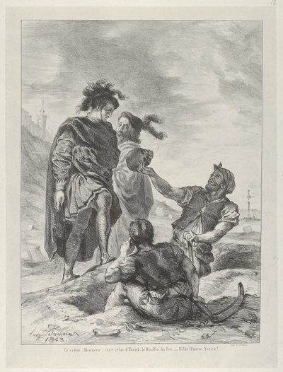 Hamlet og Horatio før Gravediggers, 1843., 1843. av Eugène Delacroix