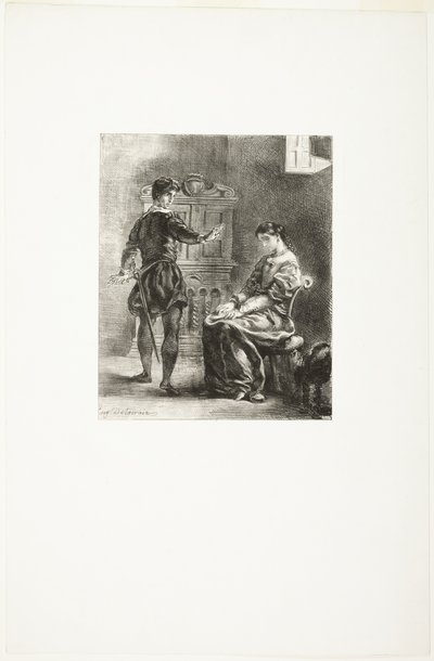 Hamlet og Ophelia av Eugène Delacroix