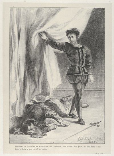 Hamlet og liket av Polonius, 1835., 1835. av Eugène Delacroix