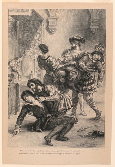 Illustrasjon for Hamlet: The Death of Hamlet (V,2) av Eugène Delacroix