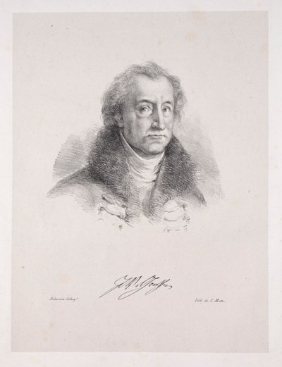 Illustrasjoner for Faust: Frontispice - Portrett av Johann Wolfgang von Goethe av Eugène Delacroix