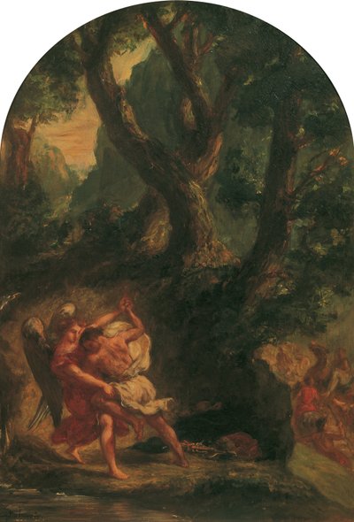 Jakob kjemper med engelen av Eugène Delacroix