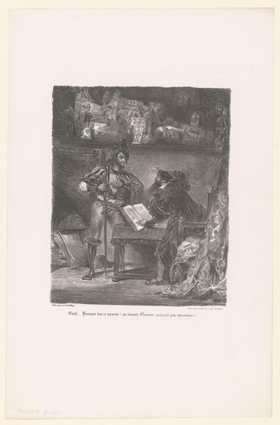 Mephisto vises til Faust Meph: Hvorfor alt oppstyret? (...) (tittel på objekt) Faust (serietittel) Faust, tragedie av M. de Goethe (serietittel) av Eugène Delacroix