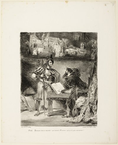 Mephistopheles dukker opp for Faust av Eugène Delacroix
