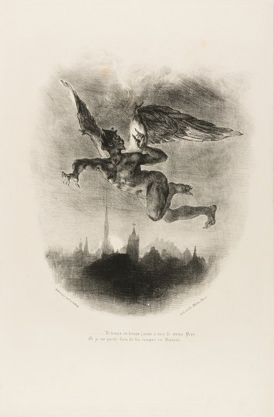 Mephistopheles Flying, fra Faust av Eugène Delacroix