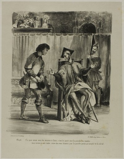 Mephistopheles mottar studenten, fra Faust av Eugène Delacroix