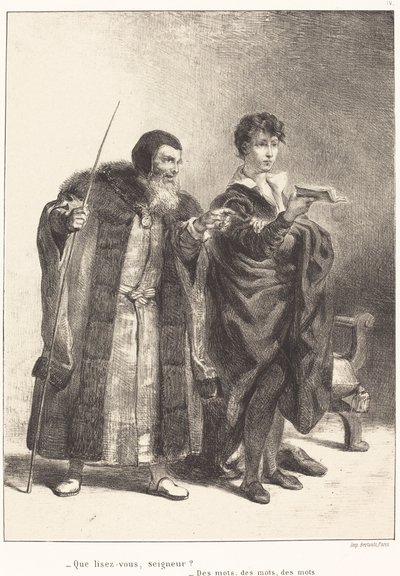 Polonius og Hamlet (akt II, scene II) av Eugène Delacroix