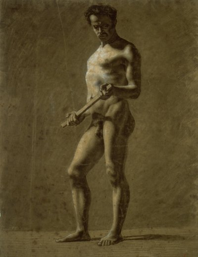 Stående akademisk mann naken (rekto); Skisse av overarmen (verso) av Eugène Delacroix