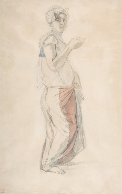 Stående kvinne i marokkansk kostyme, ca. 1834. av Eugène Delacroix