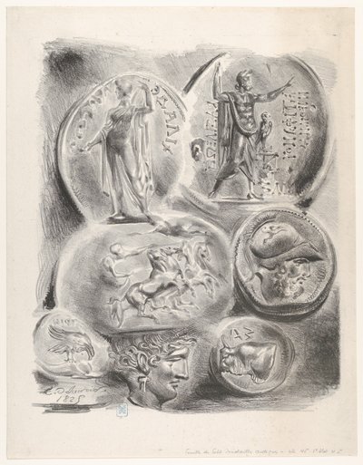 Studier av syv greske mynter, 1825., 1825. av Eugène Delacroix