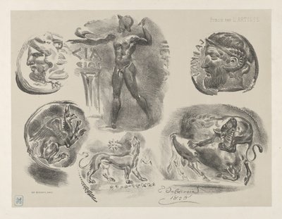 Studier av seks greske mynter, 1825., 1825. av Eugène Delacroix