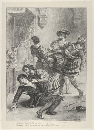 Hamlets død, 1843., 1843. av Eugène Delacroix