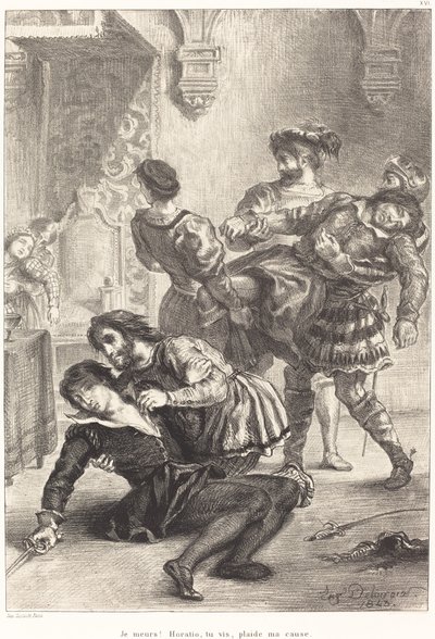 The Death of Hamlet Act V, Scene II, 1843. av Eugène Delacroix