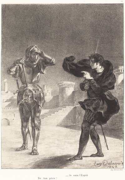 The Ghost on the Terrace (Akt I, Scene V) av Eugène Delacroix