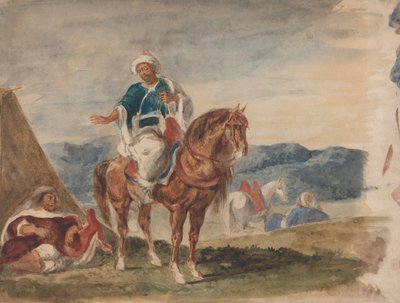Tre arabiske ryttere ved et leir, 1832-37. av Eugène Delacroix
