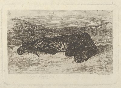 Tiger som ligger i ørkenen, 1846, 1846. av Eugène Delacroix