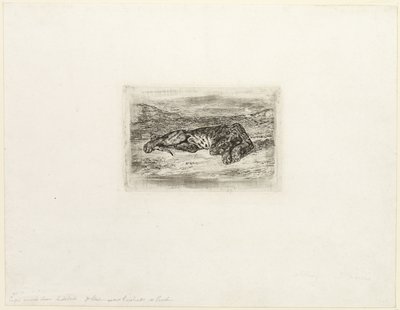 Tiger hviler i ørkenen av Eugène Delacroix